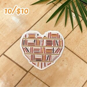 Bookshelf Heart Sticker – Book Lover Vinyl Decal | Library Aesthetic Sticker